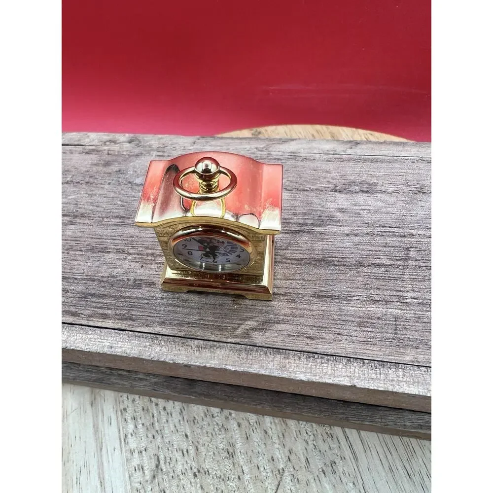 Vintage Minnie Mouse Small Brass Clock Analog Official Disney New Battery.